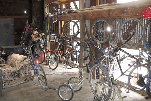 bikes in barn