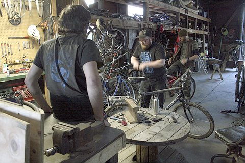 bikes in barn
